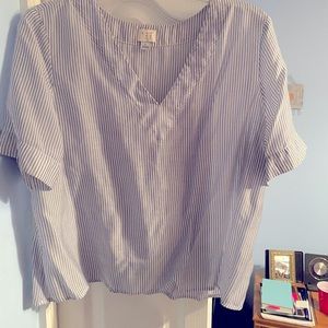 Blue and white striped top